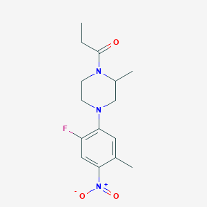 molecular formula C15H20FN3O3 B4048459 4-(2-氟-5-甲基-4-硝基苯基)-2-甲基-1-丙酰哌嗪 