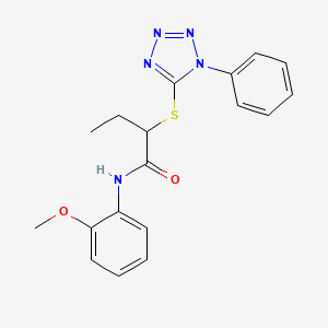 molecular formula C18H19N5O2S B4048516 N-(2-methoxyphenyl)-2-[(1-phenyl-1H-tetrazol-5-yl)sulfanyl]butanamide 