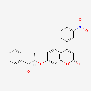 molecular formula C24H17NO6 B4048619 7-(1-甲基-2-氧代-2-苯乙氧基)-4-(3-硝基苯基)-2H-色满-2-酮 