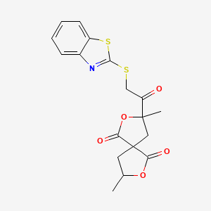 3-[(1,3-benzothiazol-2-ylthio)acetyl]-3,8-dimethyl-2,7-dioxaspiro[4.4]nonane-1,6-dione