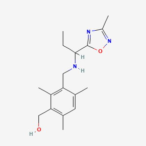 molecular formula C17H25N3O2 B4048656 [2,4,6-trimethyl-3-({[1-(3-methyl-1,2,4-oxadiazol-5-yl)propyl]amino}methyl)phenyl]methanol 