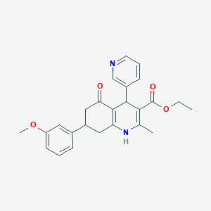 molecular formula C25H26N2O4 B4048687 ethyl 7-(3-methoxyphenyl)-2-methyl-5-oxo-4-(3-pyridinyl)-1,4,5,6,7,8-hexahydro-3-quinolinecarboxylate 