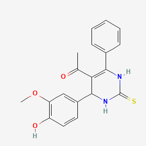 1-[4-(4-hydroxy-3-methoxyphenyl)-6-phenyl-2-thioxo-1,2,3,4-tetrahydro-5-pyrimidinyl]ethanone