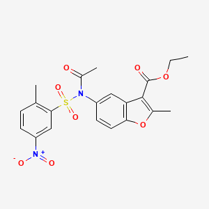 molecular formula C21H20N2O8S B4048824 Ethyl 2-methyl-5-[N-(2-methyl-5-nitrobenzenesulfonyl)acetamido]-1-benzofuran-3-carboxylate 