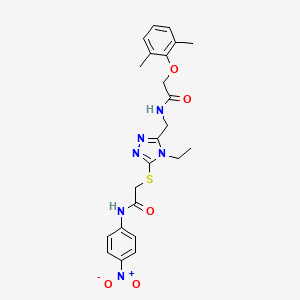 molecular formula C23H26N6O5S B4048856 2-(2,6-dimethylphenoxy)-N-{[4-ethyl-5-({2-[(4-nitrophenyl)amino]-2-oxoethyl}sulfanyl)-4H-1,2,4-triazol-3-yl]methyl}acetamide 