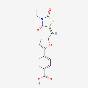 4-{5-[(3-ethyl-2,4-dioxo-1,3-thiazolidin-5-ylidene)methyl]-2-furyl}benzoic acid