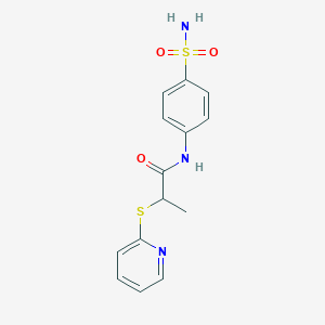 molecular formula C14H15N3O3S2 B4048909 2-(pyridin-2-ylsulfanyl)-N-(4-sulfamoylphenyl)propanamide 