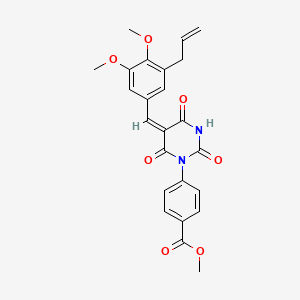 molecular formula C24H22N2O7 B4048922 4-[5-(3-烯丙基-4,5-二甲氧基苄叉)-2,4,6-三氧代四氢-1(2H)-嘧啶基]苯甲酸甲酯 