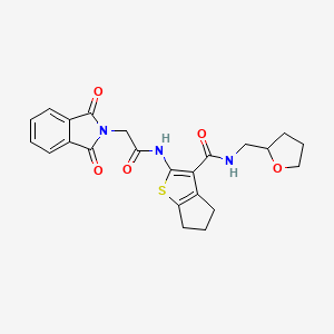 molecular formula C23H23N3O5S B4049043 2-{[(1,3-dioxo-1,3-dihydro-2H-isoindol-2-yl)acetyl]amino}-N-(tetrahydro-2-furanylmethyl)-5,6-dihydro-4H-cyclopenta[b]thiophene-3-carboxamide 