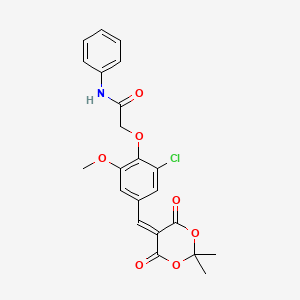 2-{2-chloro-4-[(2,2-dimethyl-4,6-dioxo-1,3-dioxan-5-ylidene)methyl]-6-methoxyphenoxy}-N-phenylacetamide