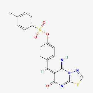 molecular formula C19H14N4O4S2 B4049204 4-[(5-亚氨基-7-氧代-5H-[1,3,4]噻二唑并[3,2-a]嘧啶-6(7H)-亚甲基)甲基]苯基 4-甲苯磺酸盐 