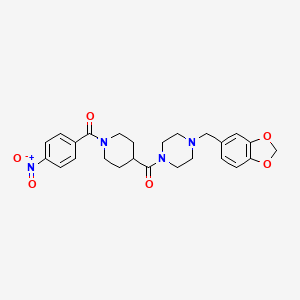 molecular formula C25H28N4O6 B4049223 [4-(1,3-Benzodioxol-5-ylmethyl)piperazin-1-yl]-[1-(4-nitrobenzoyl)piperidin-4-yl]methanone 