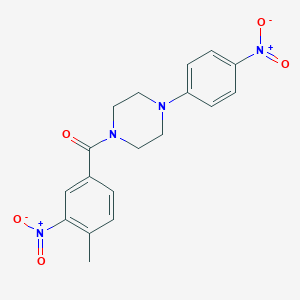 molecular formula C18H18N4O5 B404929 1-{3-Nitro-4-methylbenzoyl}-4-{4-nitrophenyl}piperazine 