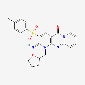 molecular formula C23H22N4O4S B4049337 6-imino-5-(4-methylphenyl)sulfonyl-7-(oxolan-2-ylmethyl)-1,7,9-triazatricyclo[8.4.0.03,8]tetradeca-3(8),4,9,11,13-pentaen-2-one CAS No. 606954-87-4