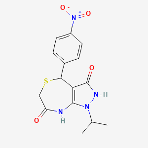 molecular formula C15H16N4O4S B4049340 3-hydroxy-1-isopropyl-4-(4-nitrophenyl)-4,8-dihydro-1H-pyrazolo[3,4-e][1,4]thiazepin-7(6H)-one 