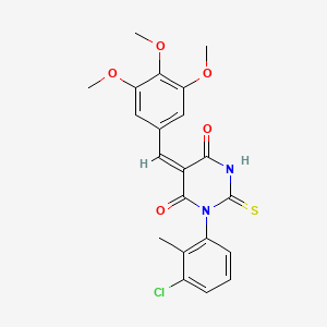 molecular formula C21H19ClN2O5S B4049364 (5E)-1-(3-chloro-2-methylphenyl)-2-thioxo-5-(3,4,5-trimethoxybenzylidene)dihydropyrimidine-4,6(1H,5H)-dione 