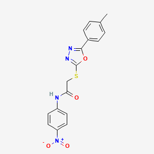 molecular formula C17H14N4O4S B4049397 2-{[5-(4-甲基苯基)-1,3,4-恶二唑-2-基]硫代}-N-(4-硝基苯基)乙酰胺 