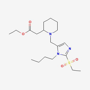 molecular formula C19H33N3O4S B4049524 乙基（1-{[1-丁基-2-(乙基磺酰基)-1H-咪唑-5-基]甲基}-2-哌啶基）乙酸酯 