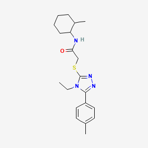 molecular formula C20H28N4OS B4049630 2-{[4-乙基-5-(4-甲基苯基)-4H-1,2,4-三唑-3-基]硫代}-N-(2-甲基环己基)乙酰胺 