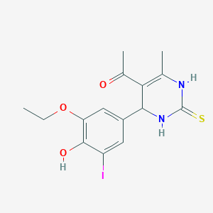 1-[4-(3-ethoxy-4-hydroxy-5-iodophenyl)-6-methyl-2-thioxo-1,2,3,4-tetrahydro-5-pyrimidinyl]ethanone