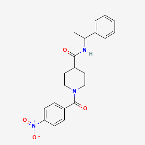 molecular formula C21H23N3O4 B4049661 1-(4-nitrobenzoyl)-N-(1-phenylethyl)piperidine-4-carboxamide 