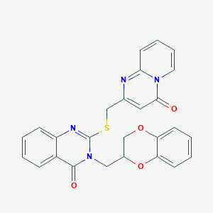 molecular formula C26H20N4O4S B4049671 3-(2,3-dihydro-1,4-benzodioxin-2-ylmethyl)-2-{[(4-oxo-4H-pyrido[1,2-a]pyrimidin-2-yl)methyl]thio}-4(3H)-quinazolinone 