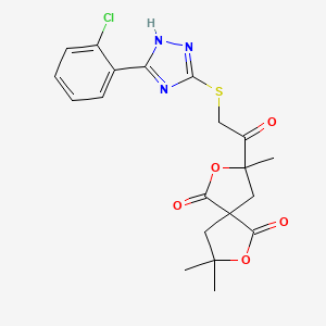 3-({[5-(2-chlorophenyl)-4H-1,2,4-triazol-3-yl]sulfanyl}acetyl)-3,8,8-trimethyl-2,7-dioxaspiro[4.4]nonane-1,6-dione