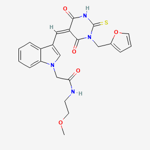 molecular formula C23H22N4O5S B4049691 2-[3-[(Z)-[1-(furan-2-ylmethyl)-4,6-dioxo-2-sulfanylidene-1,3-diazinan-5-ylidene]methyl]indol-1-yl]-N-(2-methoxyethyl)acetamide 