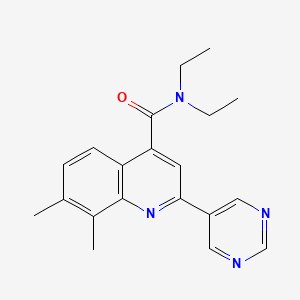 molecular formula C20H22N4O B4049768 N,N-diethyl-7,8-dimethyl-2-pyrimidin-5-ylquinoline-4-carboxamide 