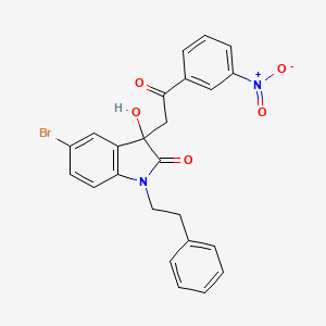 molecular formula C24H19BrN2O5 B4049819 5-bromo-3-hydroxy-3-[2-(3-nitrophenyl)-2-oxoethyl]-1-(2-phenylethyl)-1,3-dihydro-2H-indol-2-one 