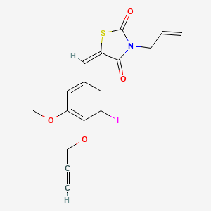 (5E)-5-[3-iodo-5-methoxy-4-(prop-2-yn-1-yloxy)benzylidene]-3-(prop-2-en-1-yl)-1,3-thiazolidine-2,4-dione