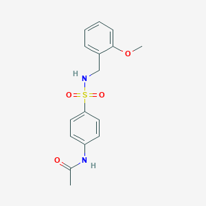 molecular formula C16H18N2O4S B404987 N-(4-{[(2-methoxybenzyl)amino]sulfonyl}phenyl)acetamide 