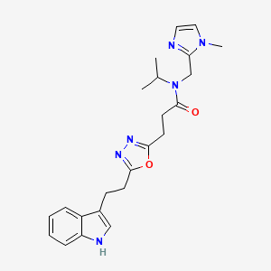 molecular formula C23H28N6O2 B4049877 3-{5-[2-(1H-indol-3-yl)ethyl]-1,3,4-oxadiazol-2-yl}-N-isopropyl-N-[(1-methyl-1H-imidazol-2-yl)methyl]propanamide 