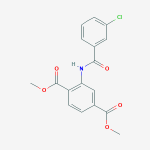 molecular formula C17H14ClNO5 B404988 Dimethyl 2-{[(3-chlorophenyl)carbonyl]amino}benzene-1,4-dicarboxylate CAS No. 330468-87-6