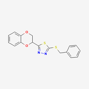 molecular formula C17H14N2O2S2 B4049886 2-Benzylsulfanyl-5-(2,3-dihydro-1,4-benzodioxin-3-yl)-1,3,4-thiadiazole 