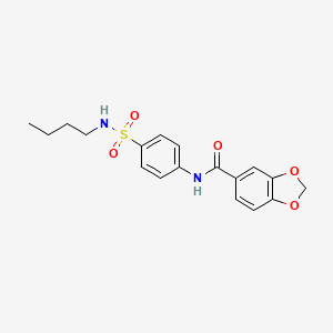 molecular formula C18H20N2O5S B4049887 N-[4-(BUTYLSULFAMOYL)PHENYL]-2H-1,3-BENZODIOXOLE-5-CARBOXAMIDE 