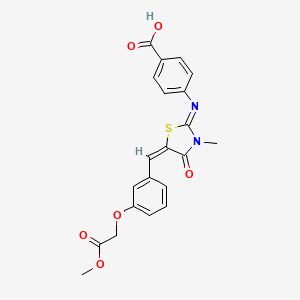 molecular formula C21H18N2O6S B4049899 4-[[(5E)-5-[[3-(2-methoxy-2-oxoethoxy)phenyl]methylidene]-3-methyl-4-oxo-1,3-thiazolidin-2-ylidene]amino]benzoic acid 