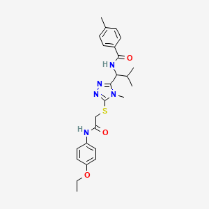 molecular formula C25H31N5O3S B4049916 N-{1-[5-({2-[(4-ethoxyphenyl)amino]-2-oxoethyl}sulfanyl)-4-methyl-4H-1,2,4-triazol-3-yl]-2-methylpropyl}-4-methylbenzamide 