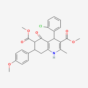 dimethyl 4-(2-chlorophenyl)-7-(4-methoxyphenyl)-2-methyl-5-oxo-1,4,5,6,7,8-hexahydro-3,6-quinolinedicarboxylate