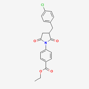 molecular formula C20H18ClNO4 B4049968 ETHYL 4-{3-[(4-CHLOROPHENYL)METHYL]-2,5-DIOXOPYRROLIDIN-1-YL}BENZOATE 