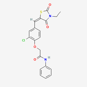 molecular formula C20H17ClN2O4S B4050016 2-{2-chloro-4-[(E)-(3-ethyl-2,4-dioxo-1,3-thiazolidin-5-ylidene)methyl]phenoxy}-N-phenylacetamide 