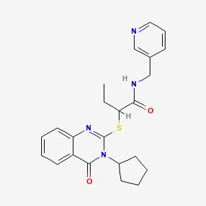 2-(3-cyclopentyl-4-oxoquinazolin-2-yl)sulfanyl-N-(pyridin-3-ylmethyl)butanamide