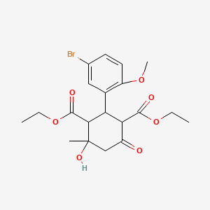 molecular formula C20H25BrO7 B4050166 2-(5-溴-2-甲氧基苯基)-4-羟基-4-甲基-6-氧代-1,3-环己烷二甲酸二乙酯 