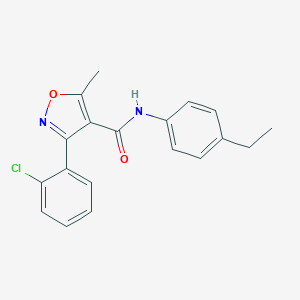 molecular formula C19H17ClN2O2 B405018 3-(2-chlorophenyl)-N-(4-ethylphenyl)-5-methyl-1,2-oxazole-4-carboxamide 