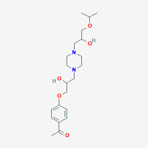 molecular formula C21H34N2O5 B4050189 1-(4-{2-hydroxy-3-[4-(2-hydroxy-3-isopropoxypropyl)-1-piperazinyl]propoxy}phenyl)ethanone 