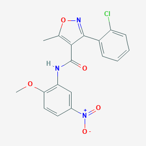molecular formula C18H14ClN3O5 B405021 3-(2-chlorophenyl)-N-{5-nitro-2-methoxyphenyl}-5-methyl-4-isoxazolecarboxamide CAS No. 326902-87-8