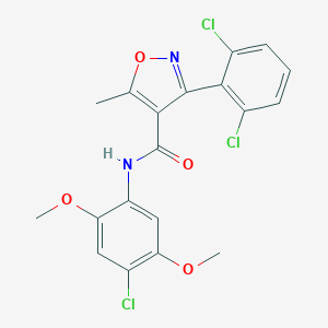 molecular formula C19H15Cl3N2O4 B405024 N-(4-chloro-2,5-dimethoxyphenyl)-3-(2,6-dichlorophenyl)-5-methylisoxazole-4-carboxamide CAS No. 331847-99-5