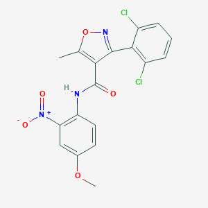 molecular formula C18H13Cl2N3O5 B405026 3-(2,6-dichlorophenyl)-N-(4-methoxy-2-nitrophenyl)-5-methyl-1,2-oxazole-4-carboxamide CAS No. 331848-00-1