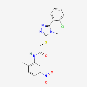 molecular formula C18H16ClN5O3S B4050274 2-{[5-(2-chlorophenyl)-4-methyl-4H-1,2,4-triazol-3-yl]sulfanyl}-N-(2-methyl-5-nitrophenyl)acetamide 