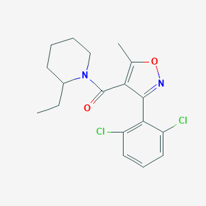 molecular formula C18H20Cl2N2O2 B405029 1-{[3-(2,6-Dichlorophenyl)-5-methylisoxazol-4-yl]carbonyl}-2-ethylpiperidine CAS No. 331848-18-1